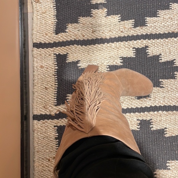 Sam Edelman vegan leather high fringe boot with stacked wood heel, rubber sole - Picture 5 of 16